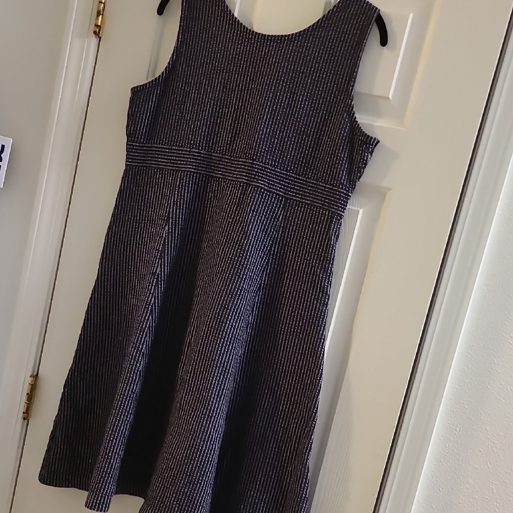 Elegant Navy and White Striped Dress - Picture 6 of 7